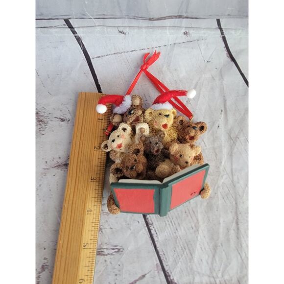 Holly Bearies Christmas Ornament Kurt S Adler Caroling Singing Teddy Bears W Box - Picture 5 of 9